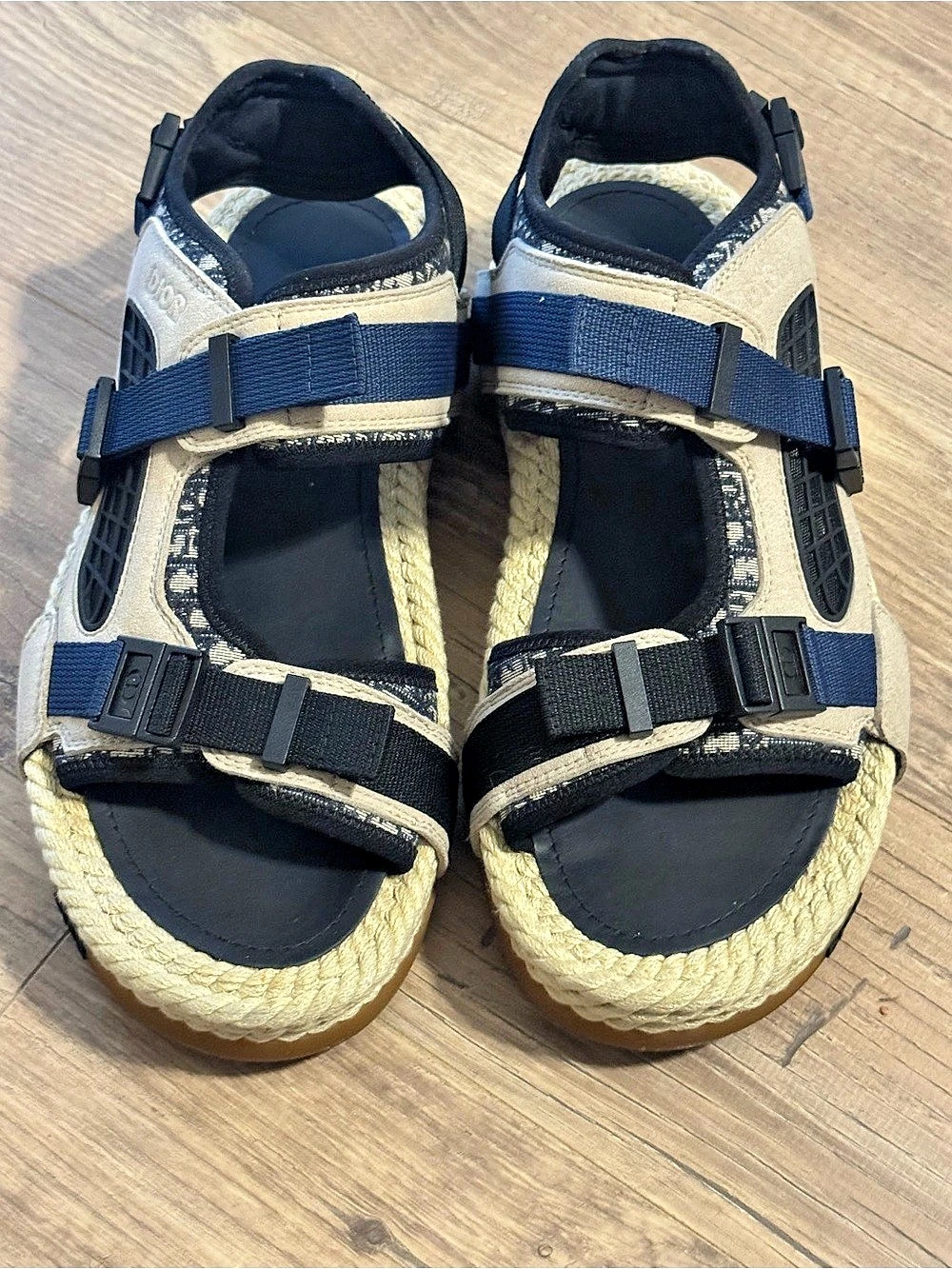 Dior Espadrille Sandals in Blue & Beige